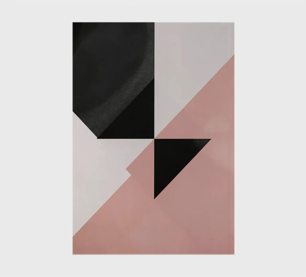 Abstract Image of Black Triangles Semicircle Pink and White notebook by DesignDoodle
