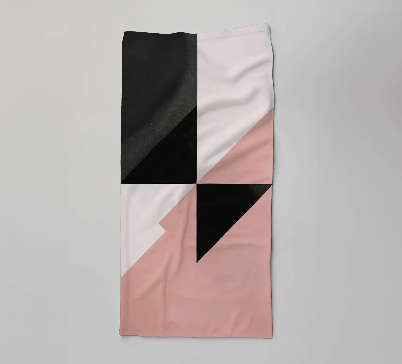 Abstract Image of Black Triangles Semicircle Pink and White towel by DesignDoodle