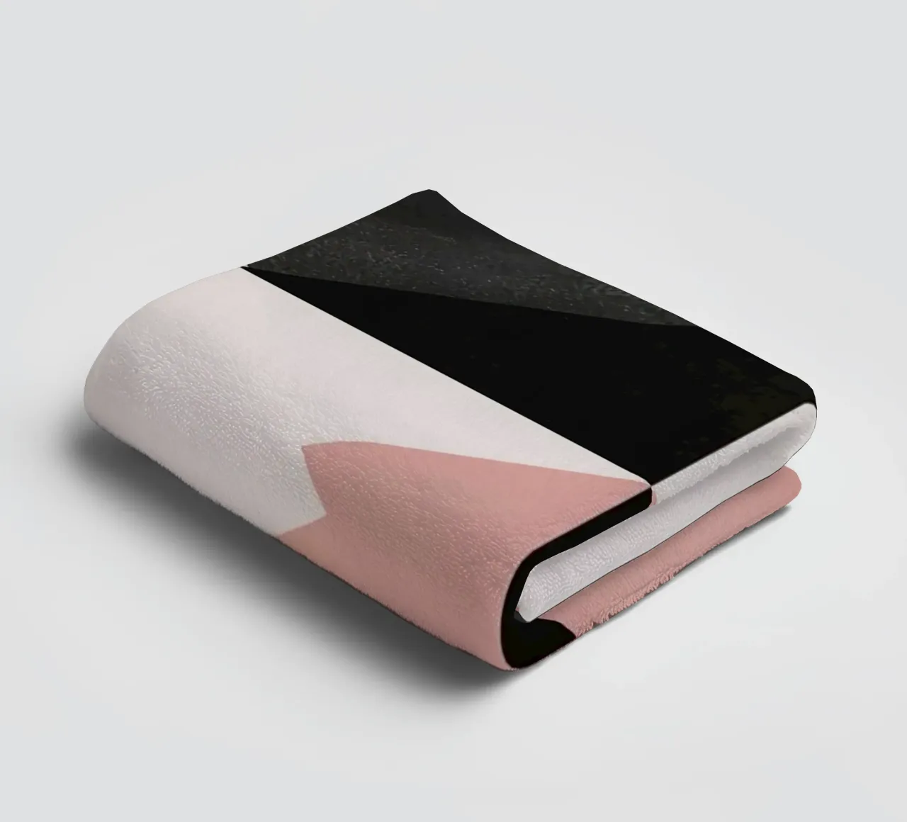Abstract Image of Black Triangles Semicircle Pink and White towel by DesignDoodle