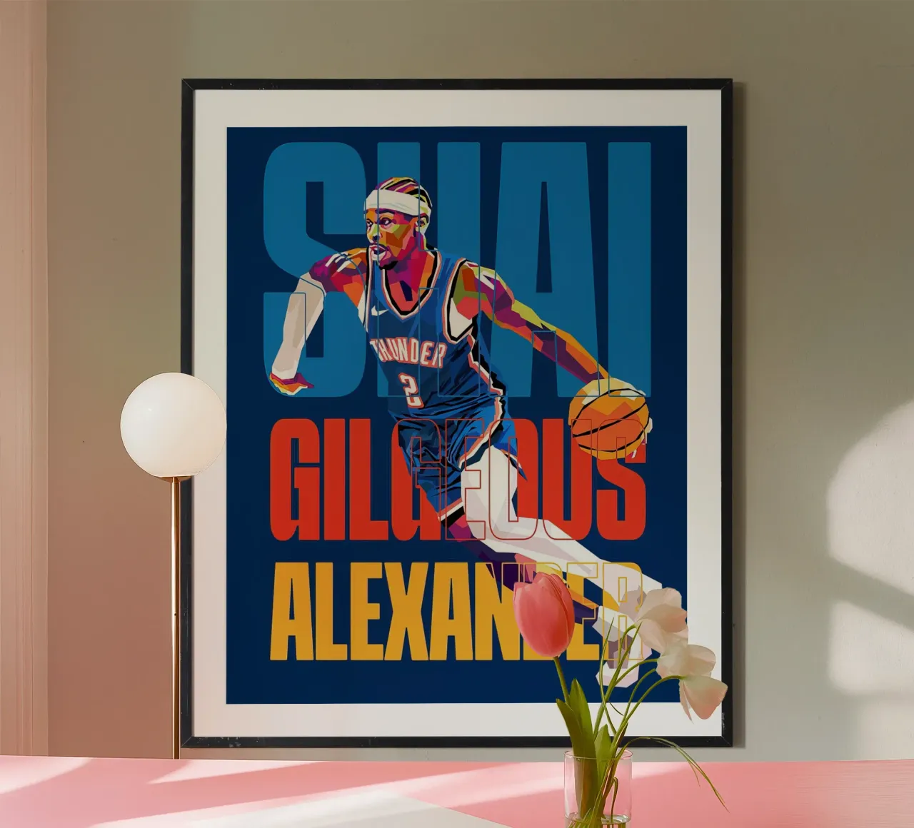 shai gilgeous alexander poster con telaio in alluminio da willtahuyshop