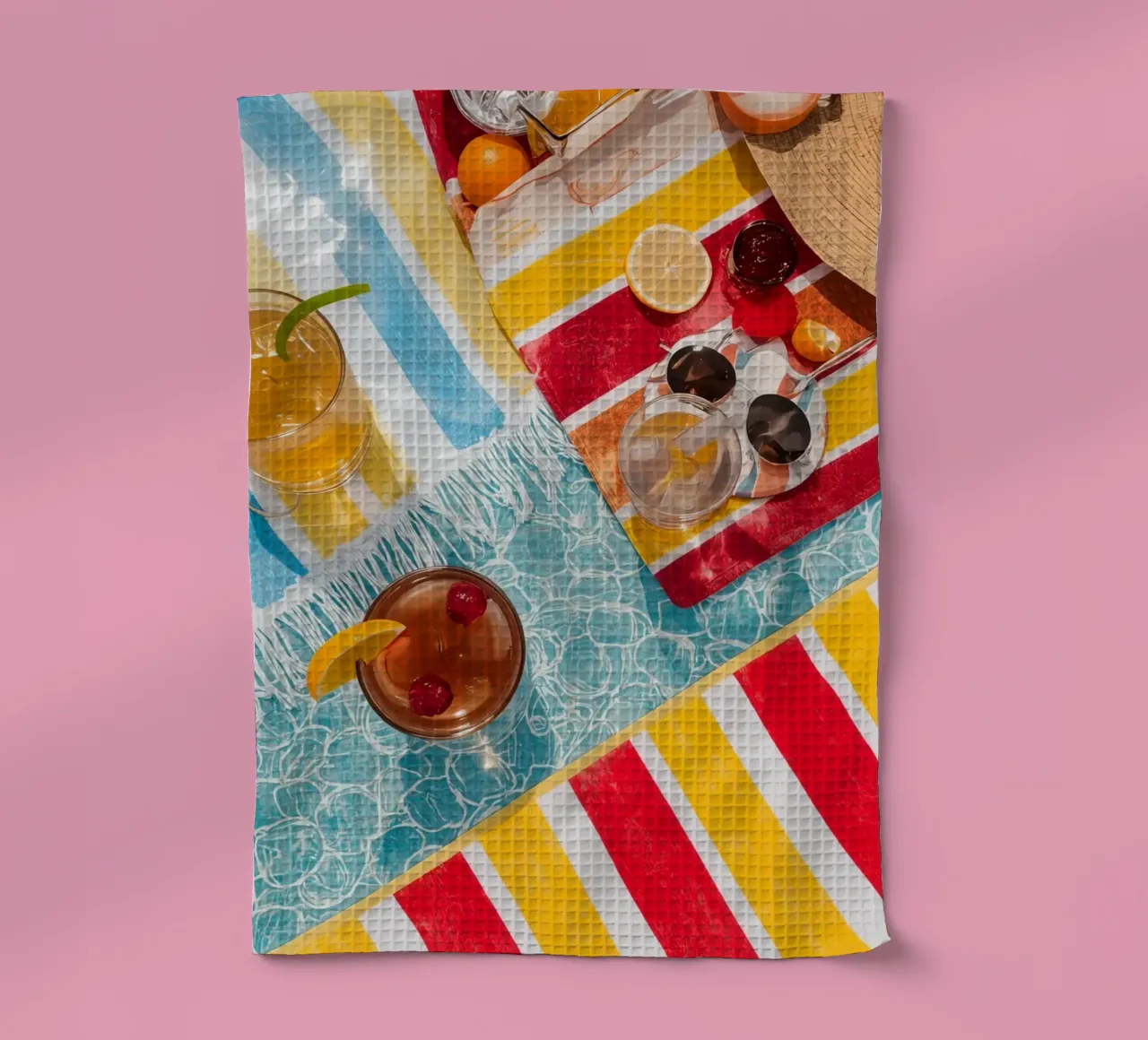 Serviettes de plage Boissons Fruits Accessoires d'été Vue aérienne torchon de DesignDoodle