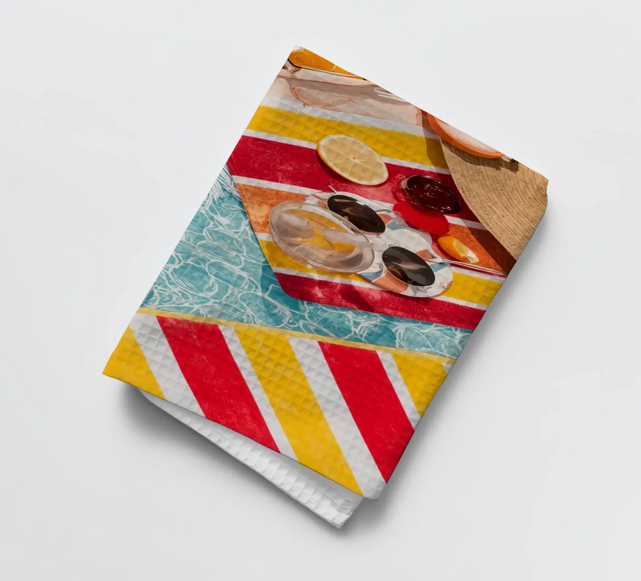 Serviettes de plage Boissons Fruits Accessoires d'été Vue aérienne torchon de DesignDoodle