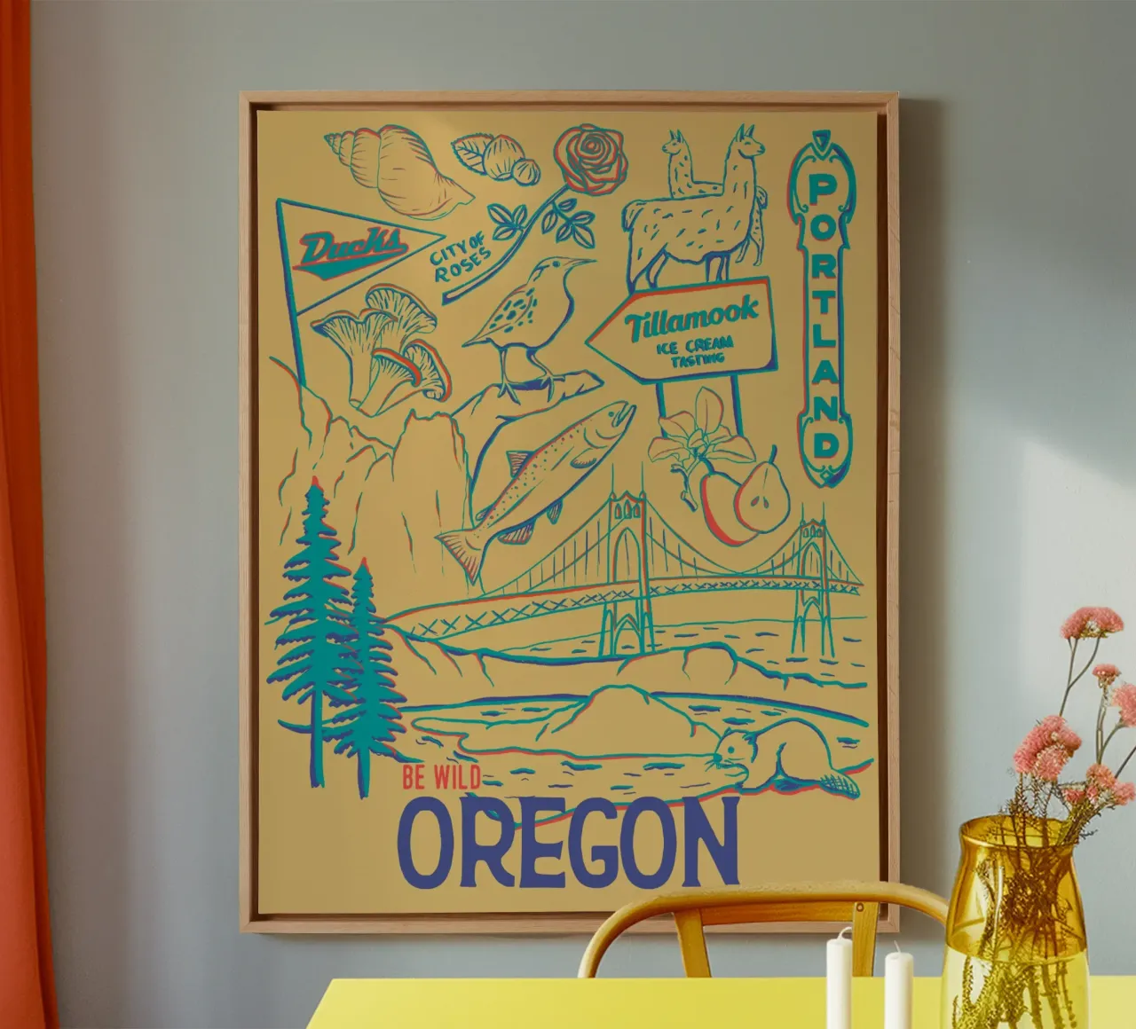 Oregon State Poster Leinwand mit Schattenfugenrahmen von hewitt shop
