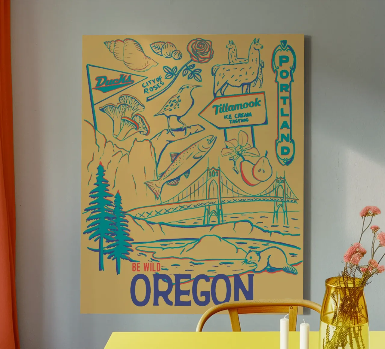 Oregon State Poster Leinwand mit Schattenfugenrahmen von hewitt shop