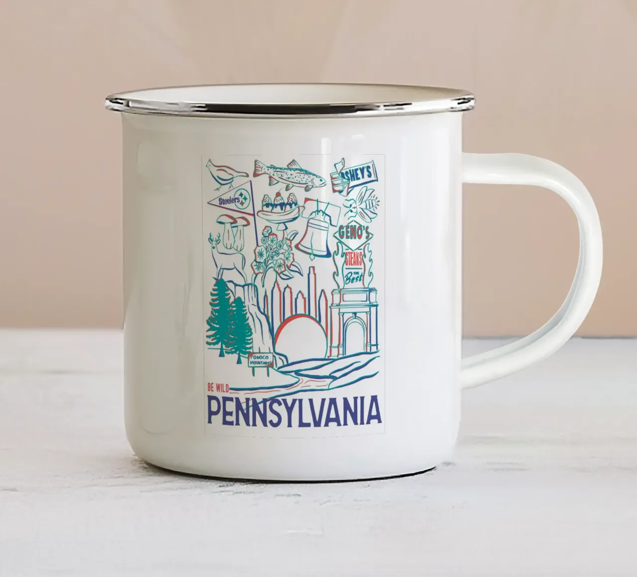 Pennsylvania State Poster tazza in smalto da hewitt shop