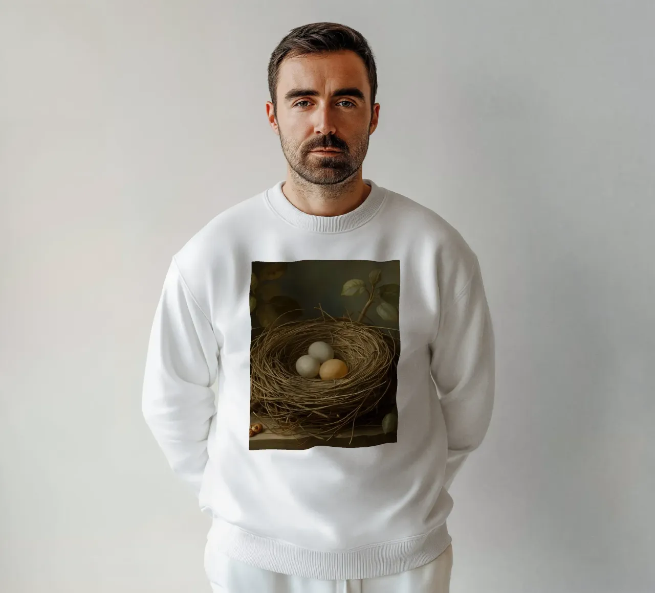 Nido d'uccello con tre uova e fogliame felpa da DesignDoodle