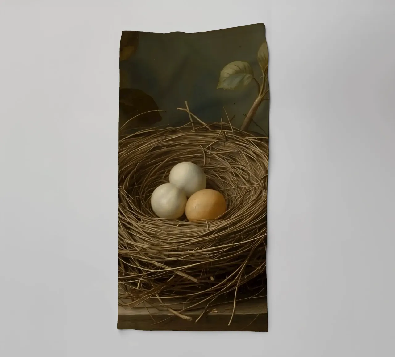 Bird's Nest with Three Eggs and Foliage towel by DesignDoodle