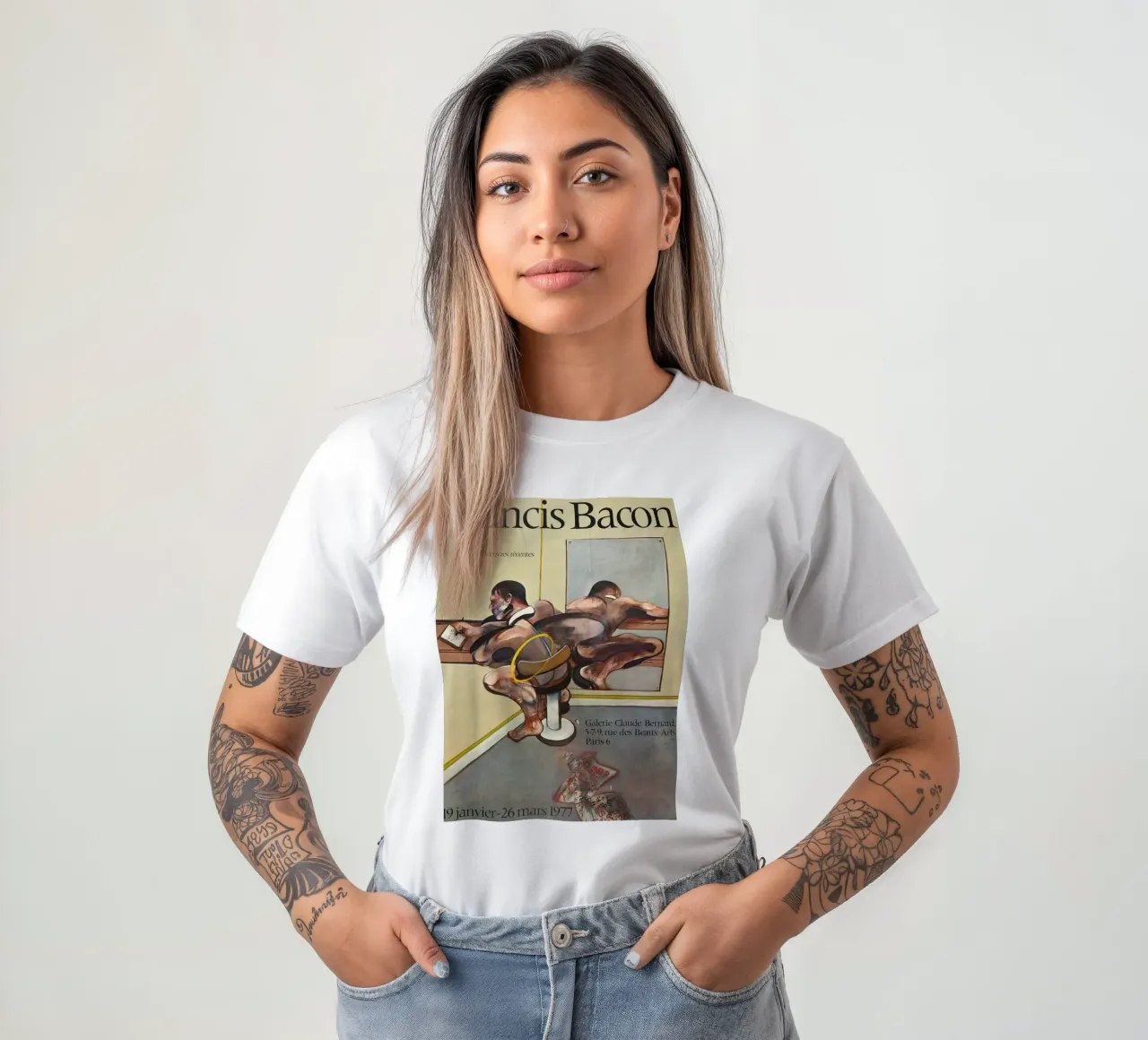 manifesto di mostra di francis bacon anni '70 t-shirt da Collins Shop