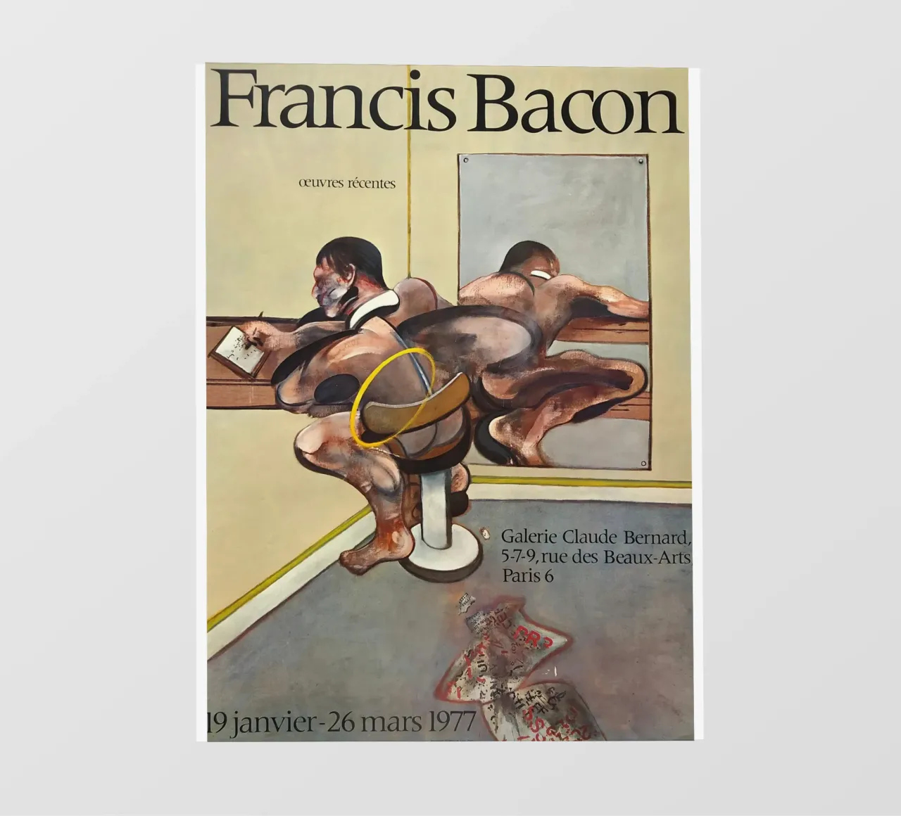 manifesto di mostra di francis bacon anni '70 pellicola backlit da Collins Shop