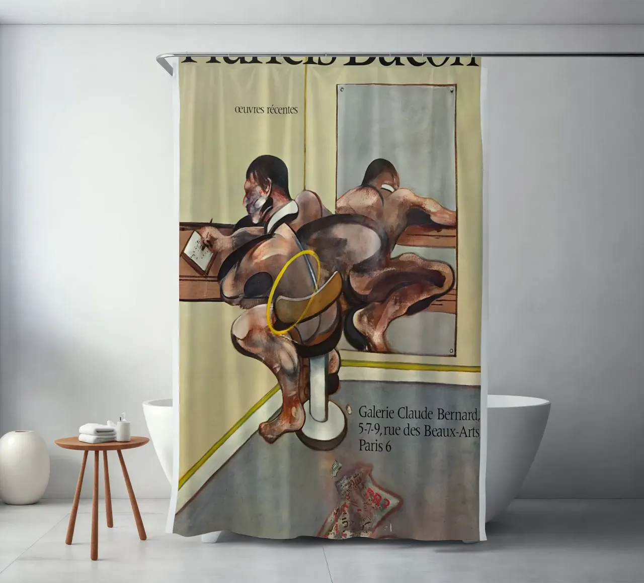 manifesto di mostra di francis bacon anni '70 tenda da doccia da Collins Shop