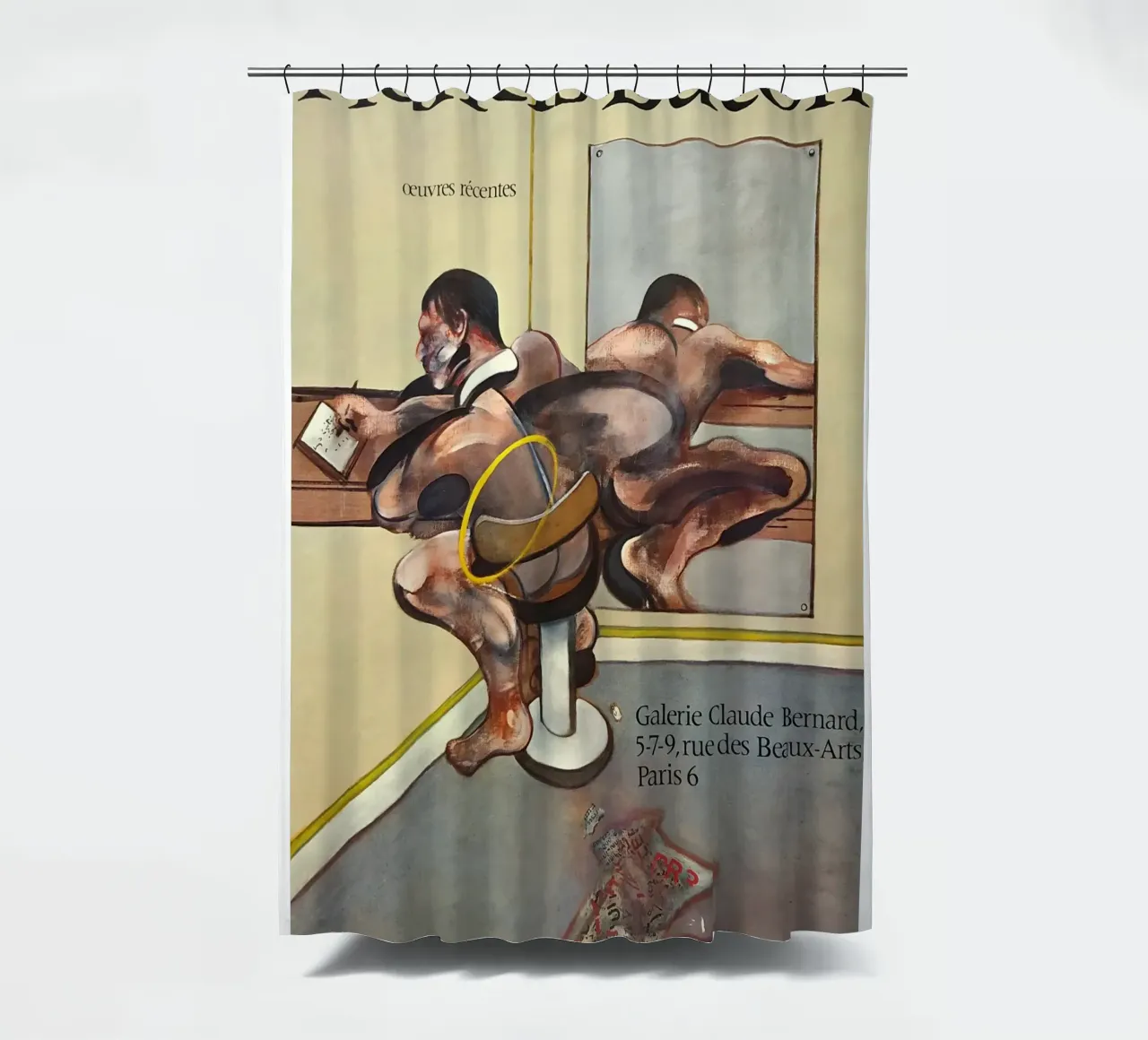 manifesto di mostra di francis bacon anni '70 tenda da doccia da Collins Shop