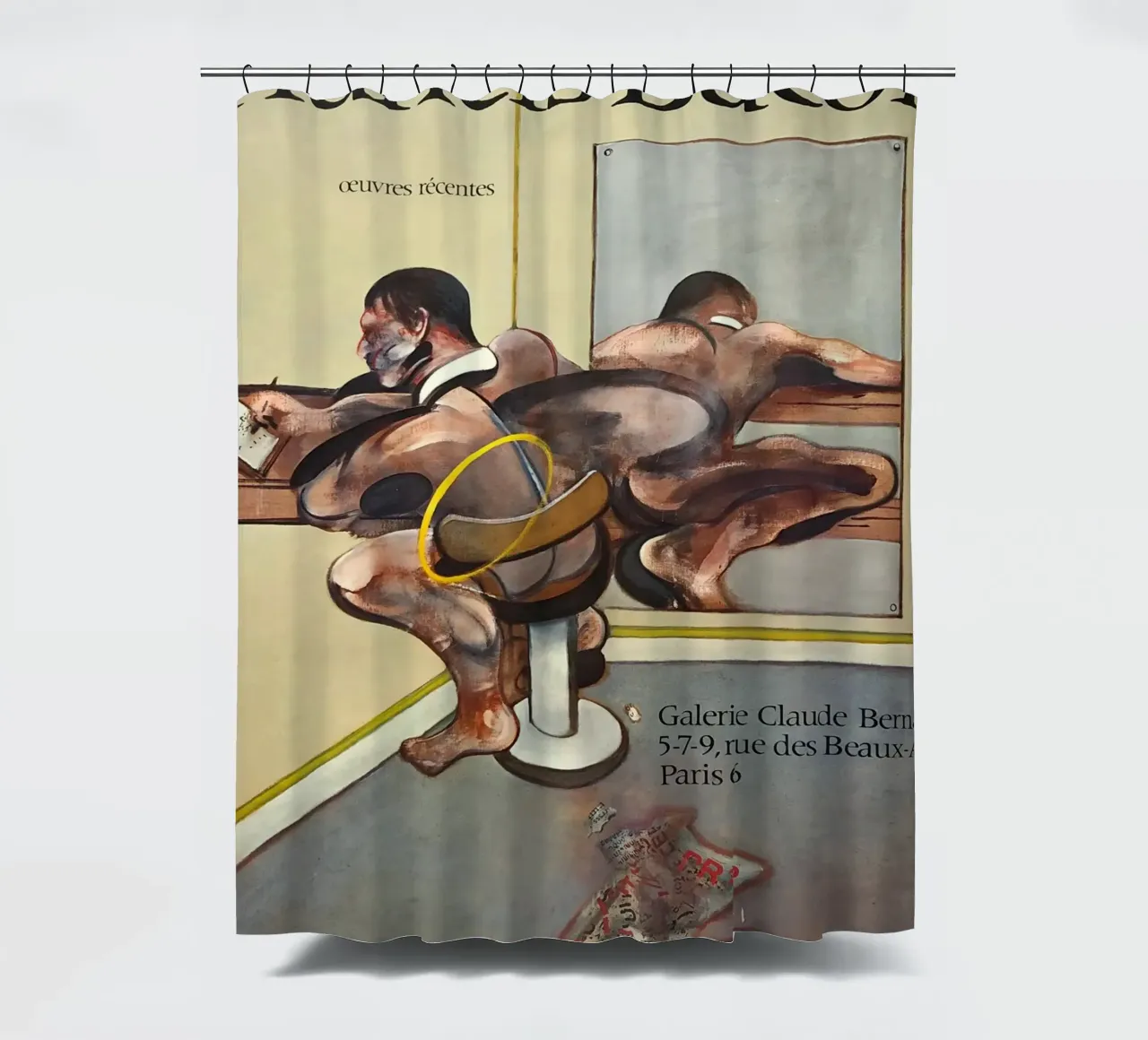 manifesto di mostra di francis bacon anni '70 tenda da doccia da Collins Shop