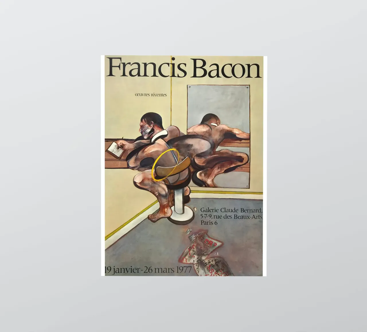 manifesto di mostra di francis bacon anni '70 adesivo da Collins Shop