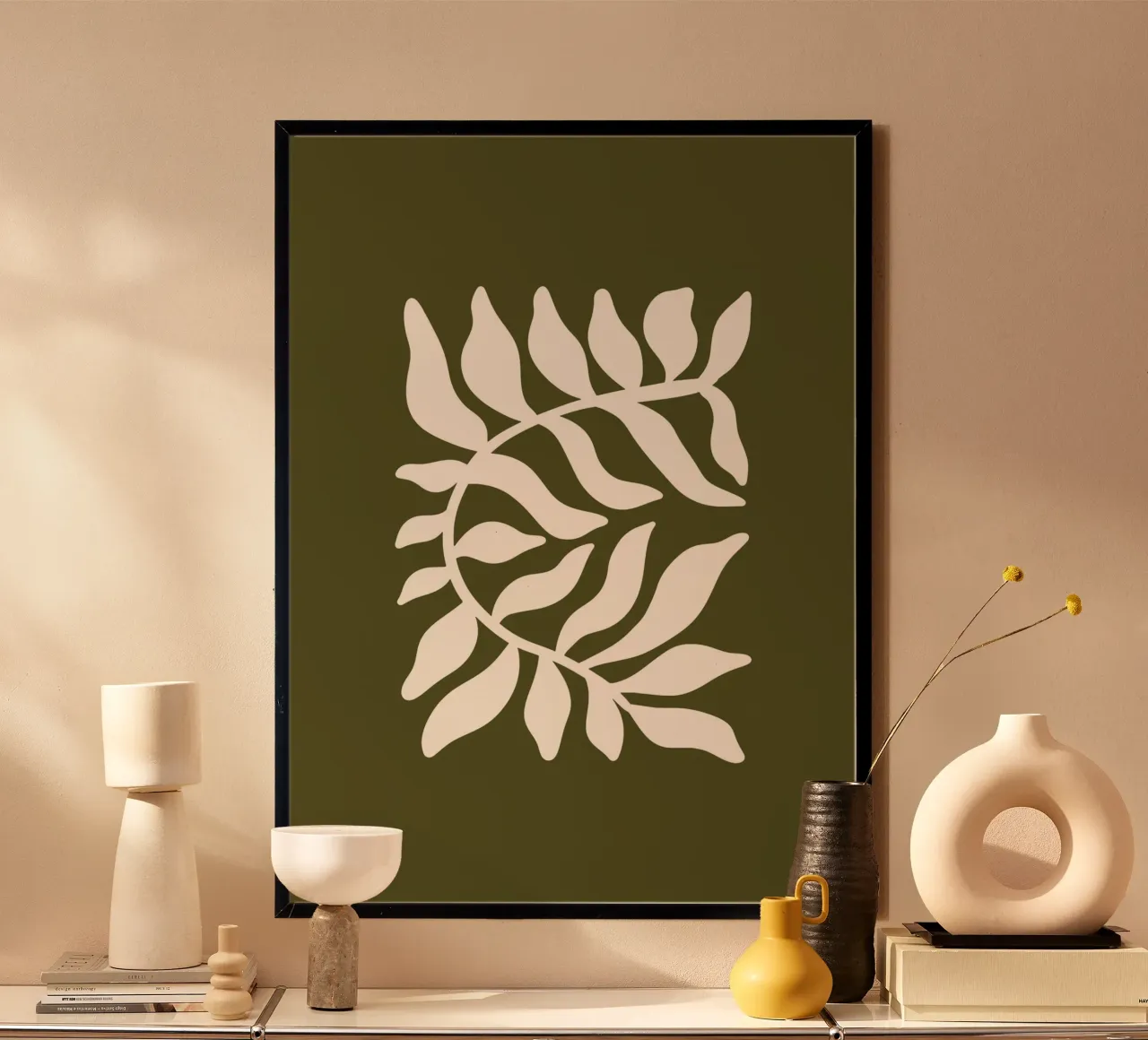 Olive Branch Silhouette poster con telaio in plastica da vintageshop