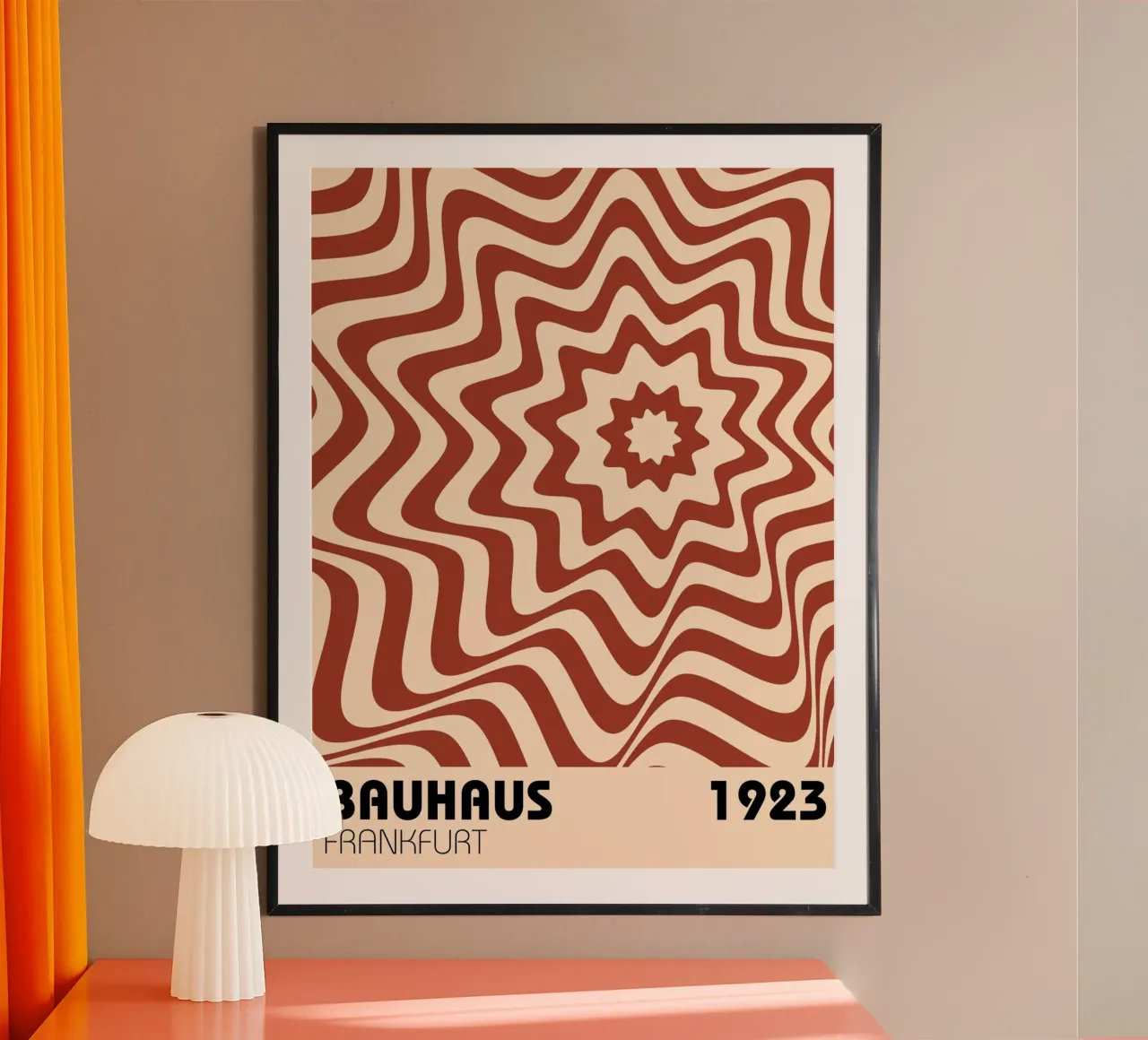 Onde retrò - stile Bauhaus Op-Art poster con telaio in alluminio da Casa Calm