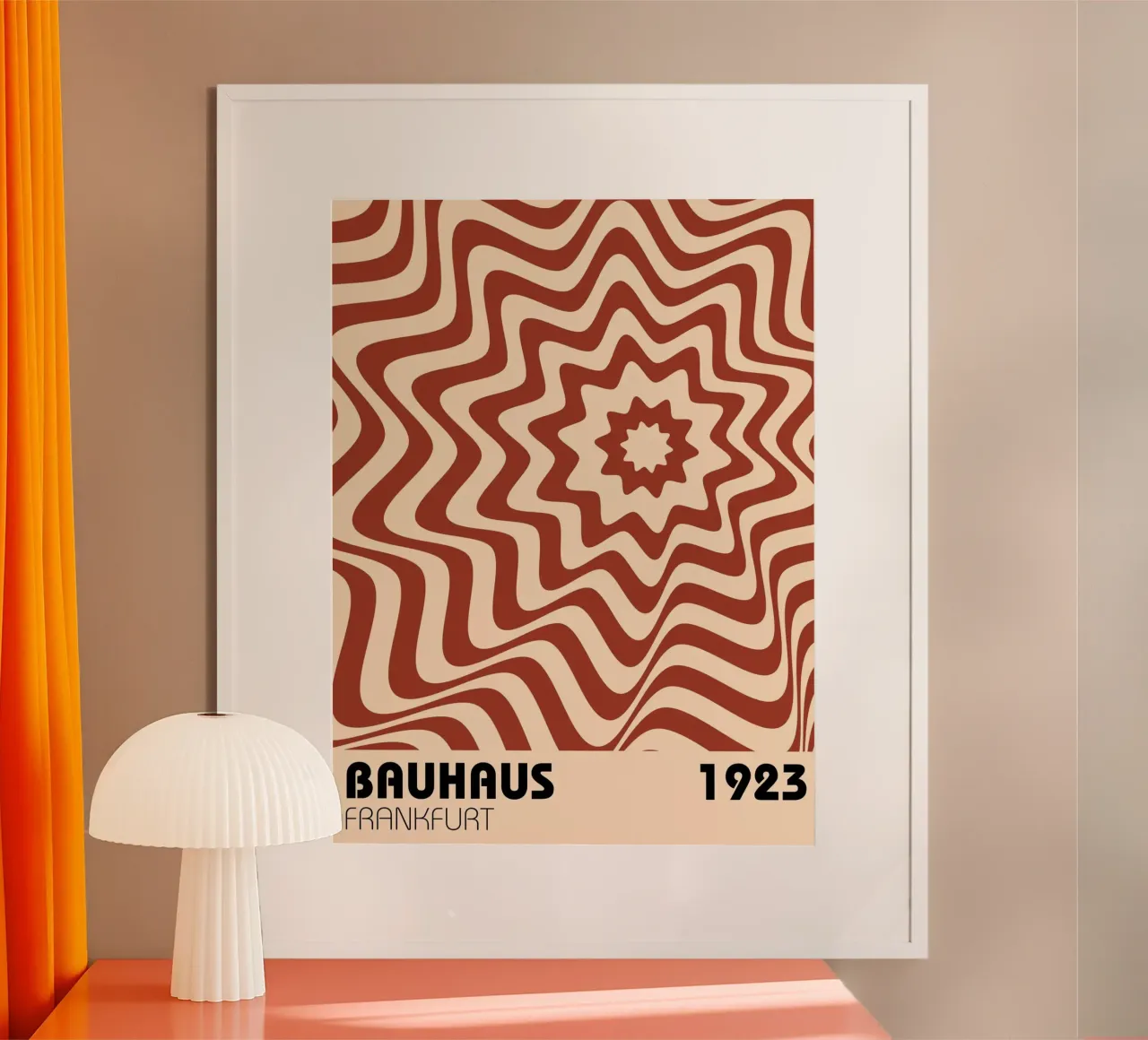 Onde retrò - stile Bauhaus Op-Art poster con telaio in alluminio da Casa Calm