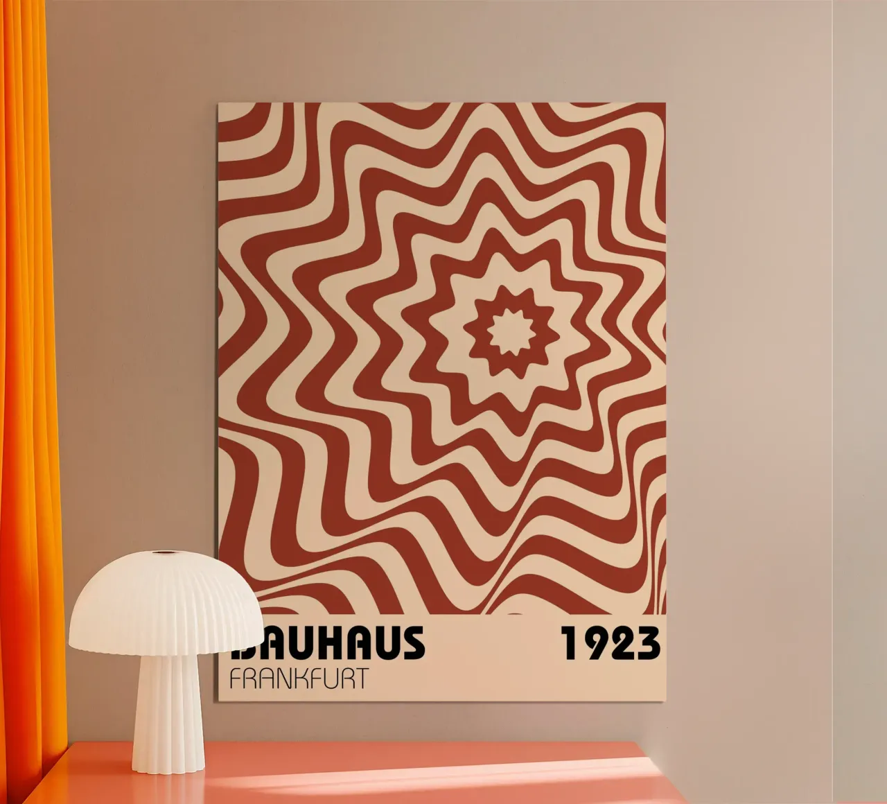 Onde retrò - stile Bauhaus Op-Art poster con telaio in alluminio da Casa Calm