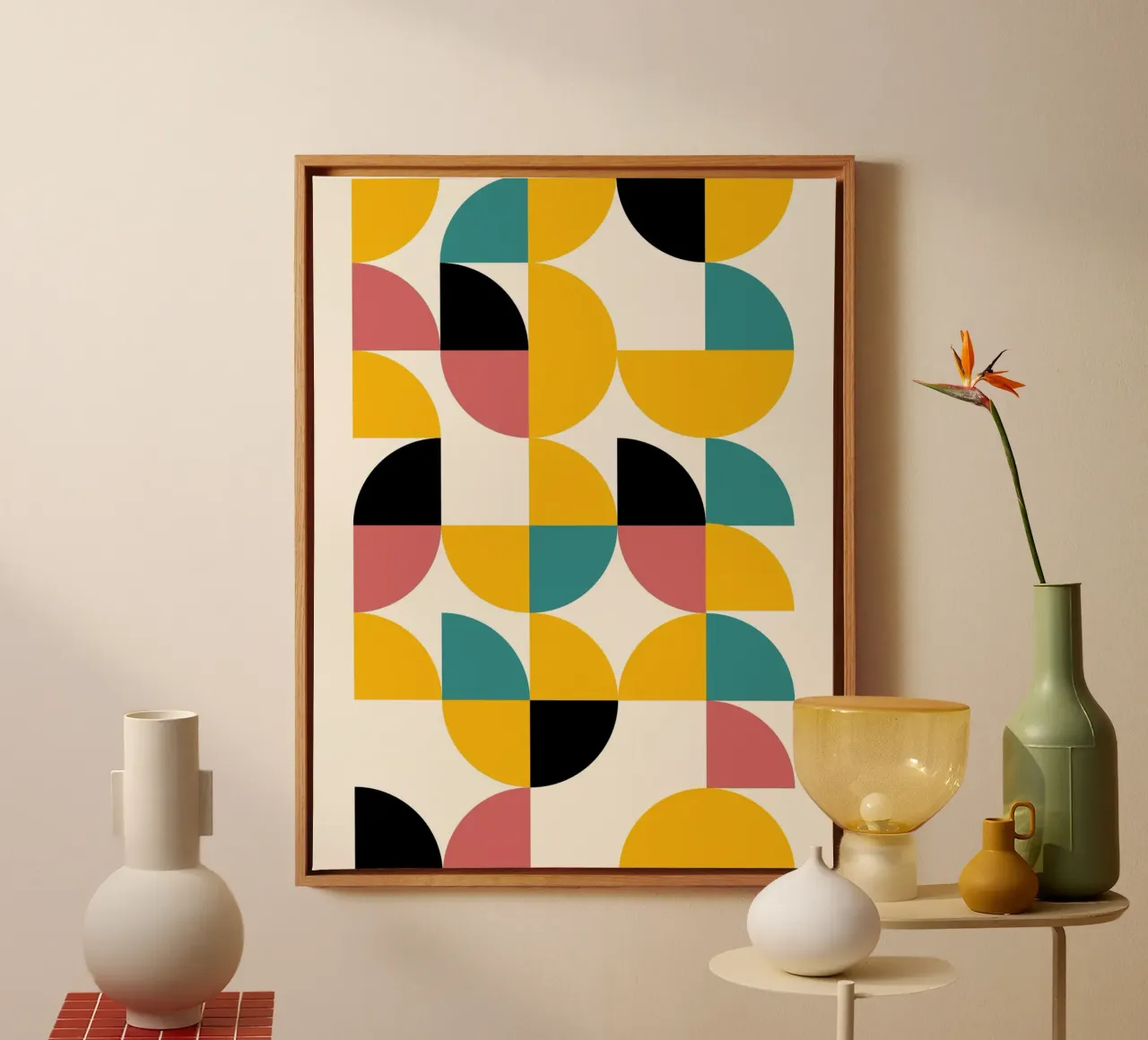 Mid-Century Formen - Geometrie Retro Design tela con Cornice a cassetta da Casa Calm
