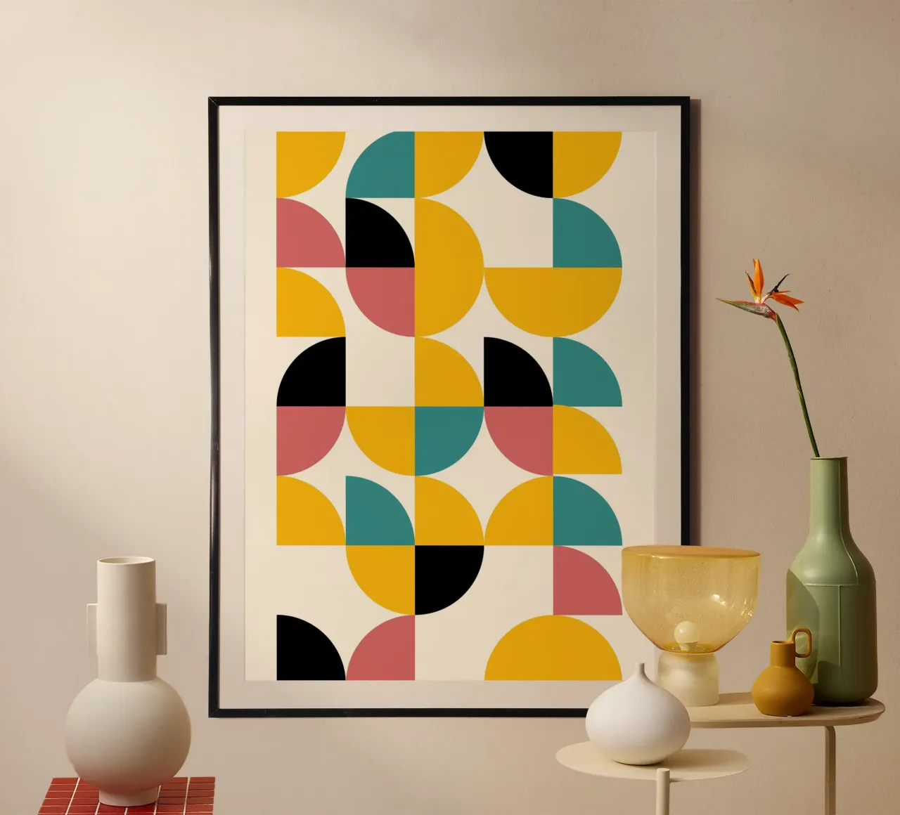 Mid-Century Formen - Geometrie Retro Design poster con telaio in plastica da Casa Calm