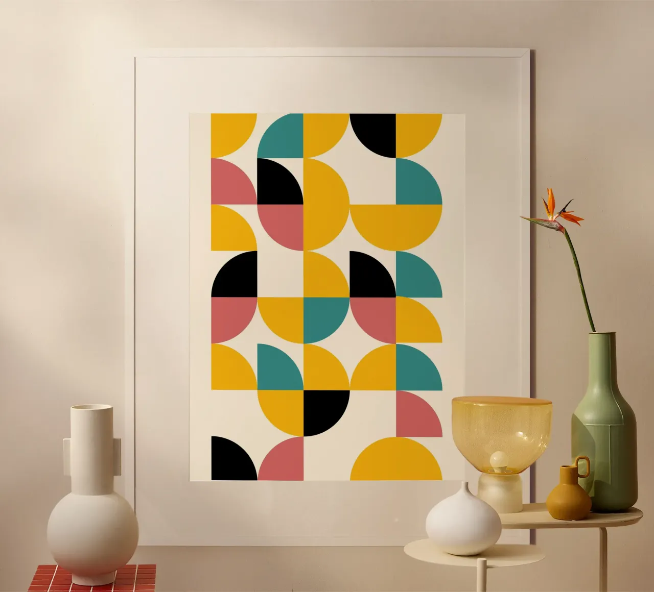 Mid-Century Formen - Geometrie Retro Design poster con telaio in plastica da Casa Calm