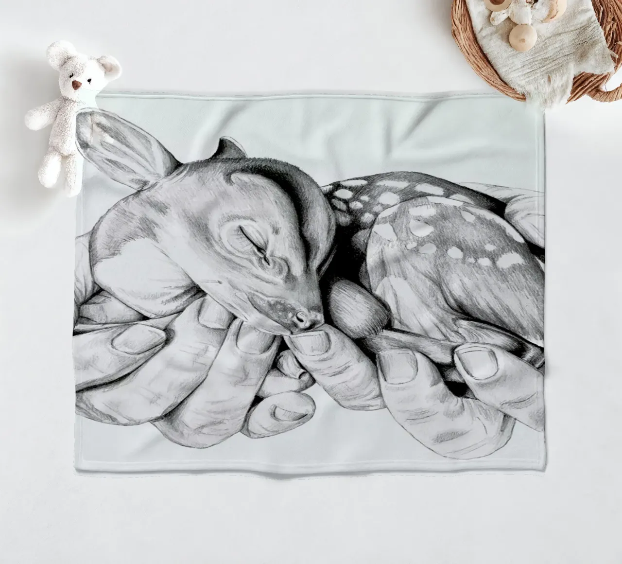 Fawn fleece blanket by Libby Watkins