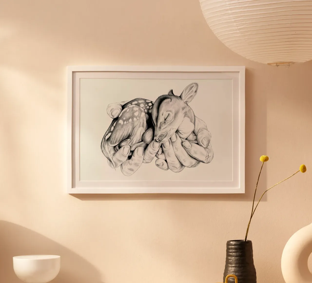 Fawn poster con telaio in plastica da Libby Watkins