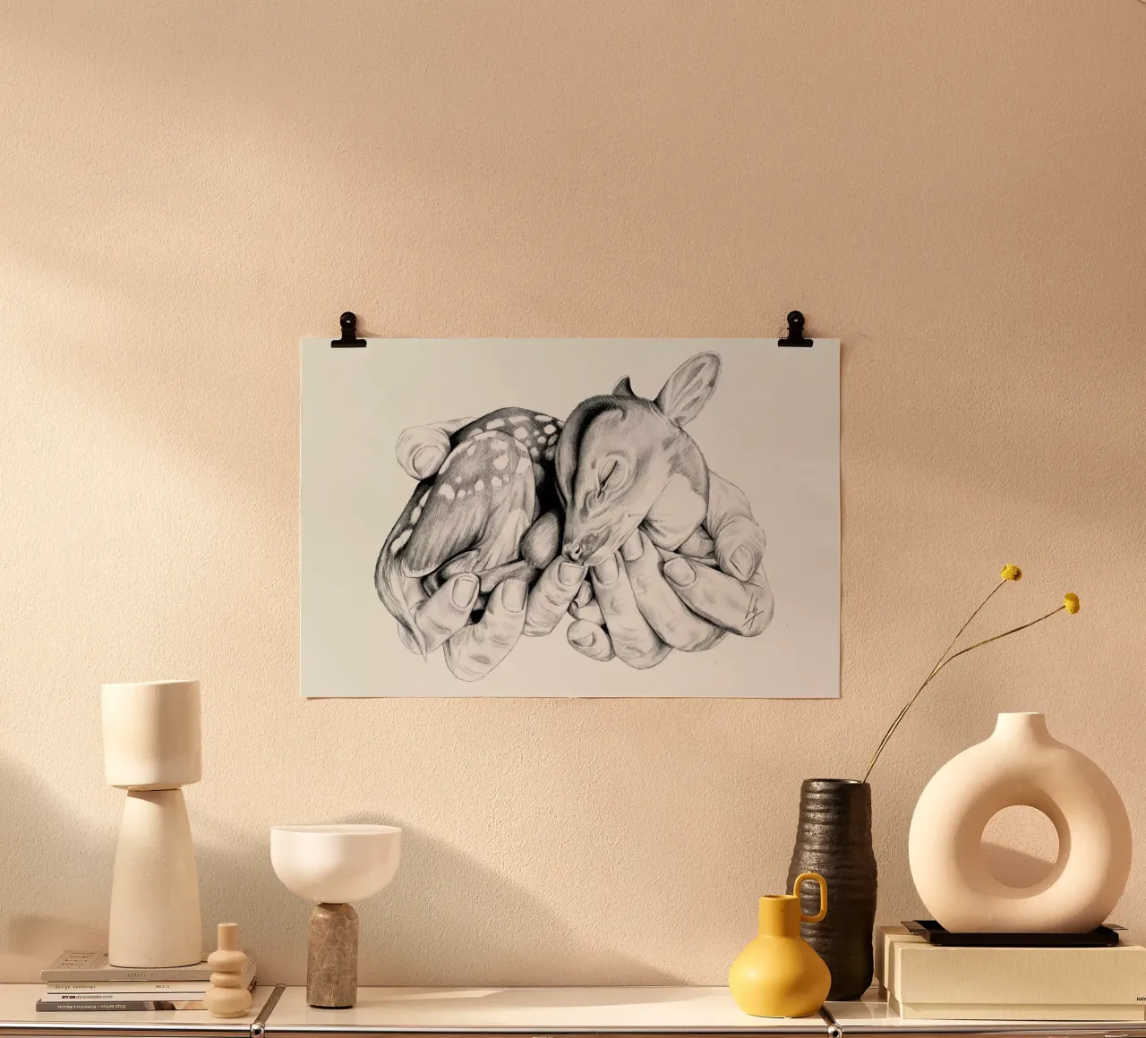 Fawn poster con telaio in plastica da Libby Watkins