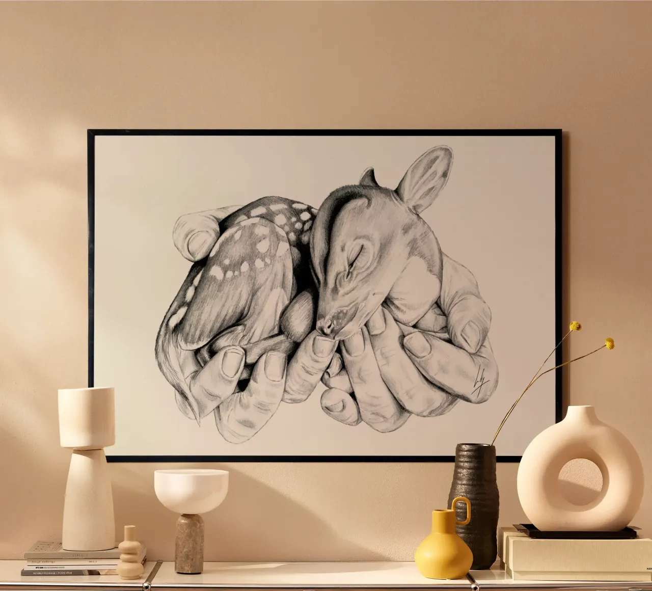 Fawn poster con telaio in plastica da Libby Watkins