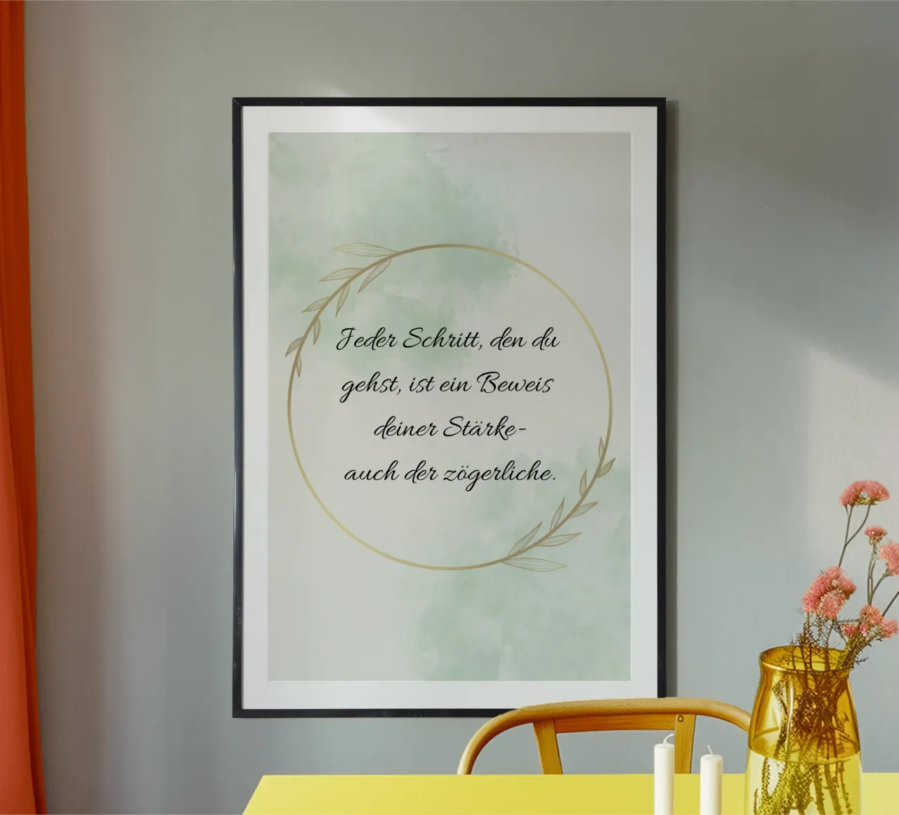 Jeder Schritt poster con telaio in alluminio da AESTHETIC VIBES by Isabel