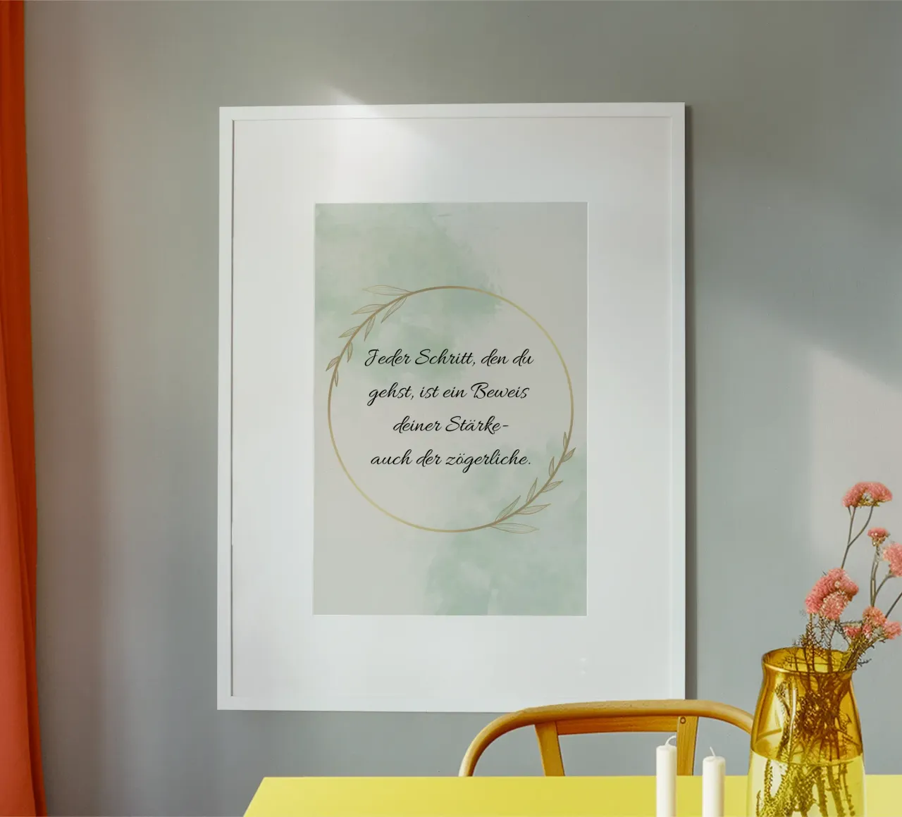 Jeder Schritt poster con telaio in alluminio da AESTHETIC VIBES by Isabel
