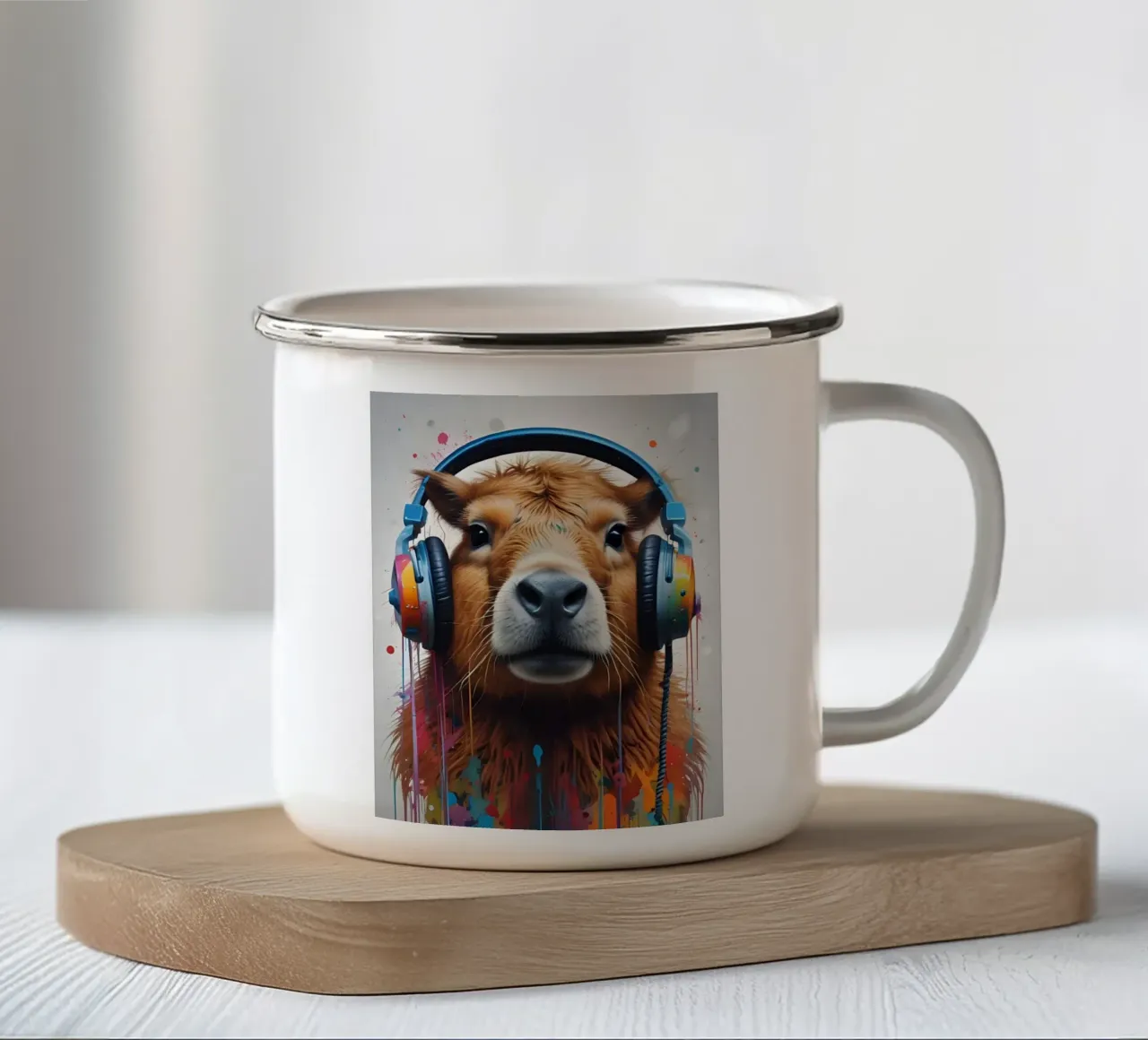 Capybara music graffiti art tazza in smalto da MakArena