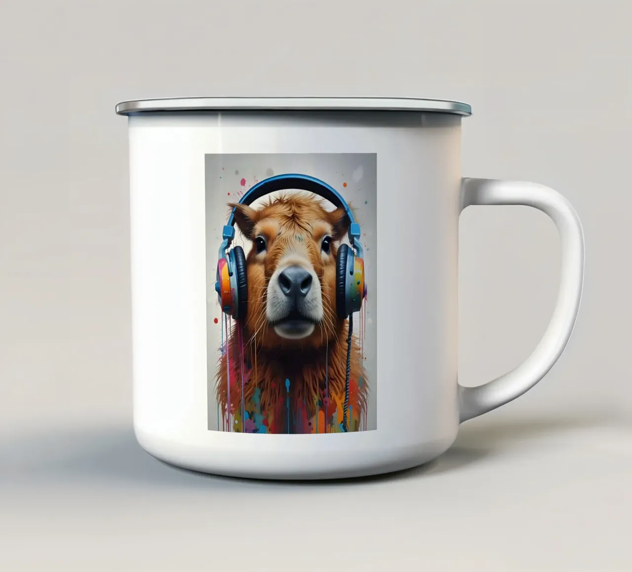 Capybara music graffiti art tazza in smalto da MakArena