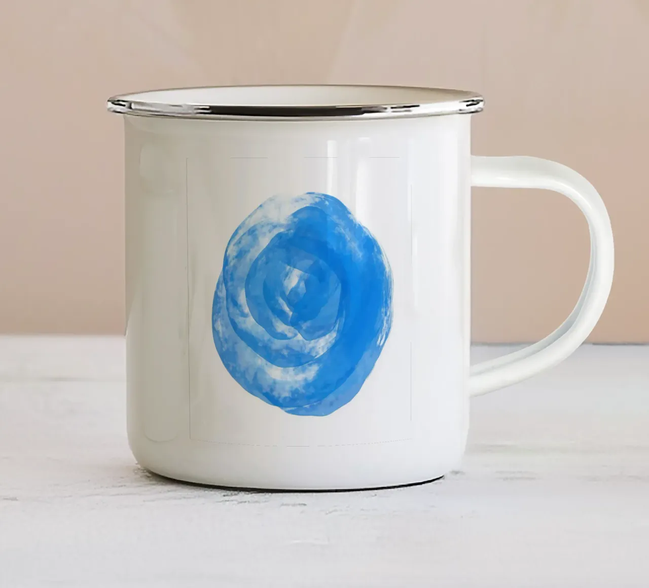 Vernice blu astratta a forma di rosa tazza in smalto da Martina