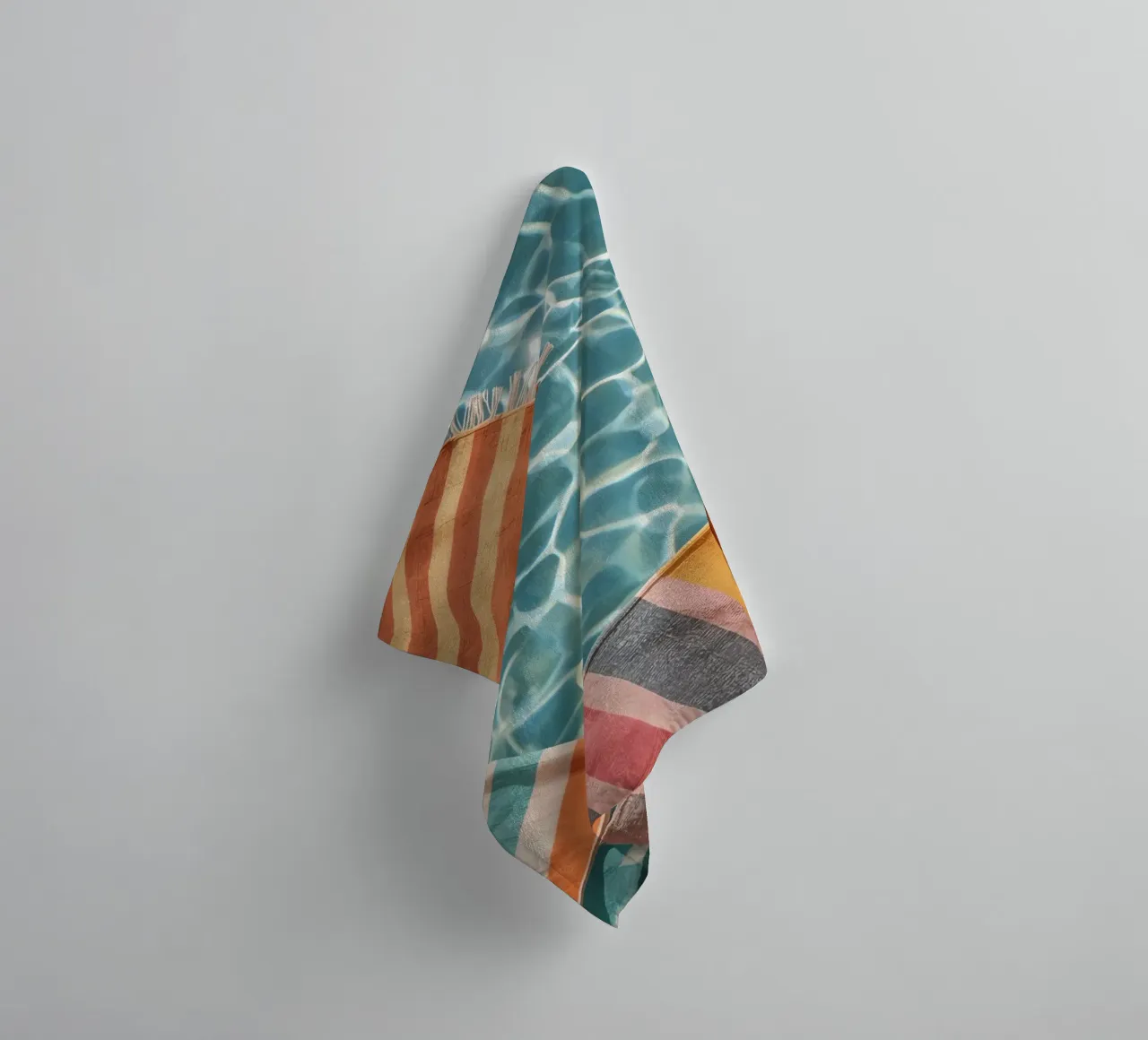 Cocktails on Striped Rugs Floating in Pool Water towel by DesignDoodle