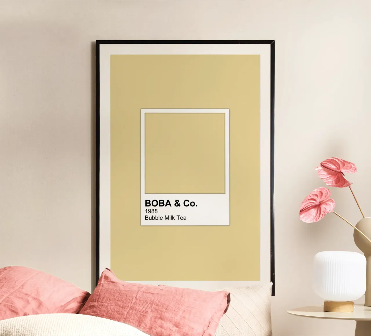 Boba bubble Tè al latte Colore poster con telaio in plastica da Martina