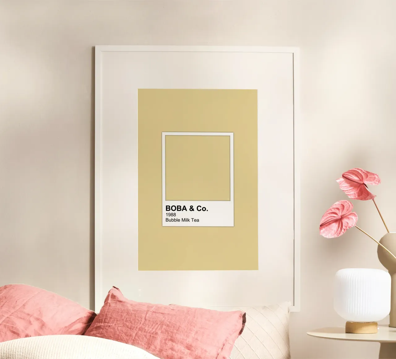 Boba bubble Tè al latte Colore poster con telaio in plastica da Martina