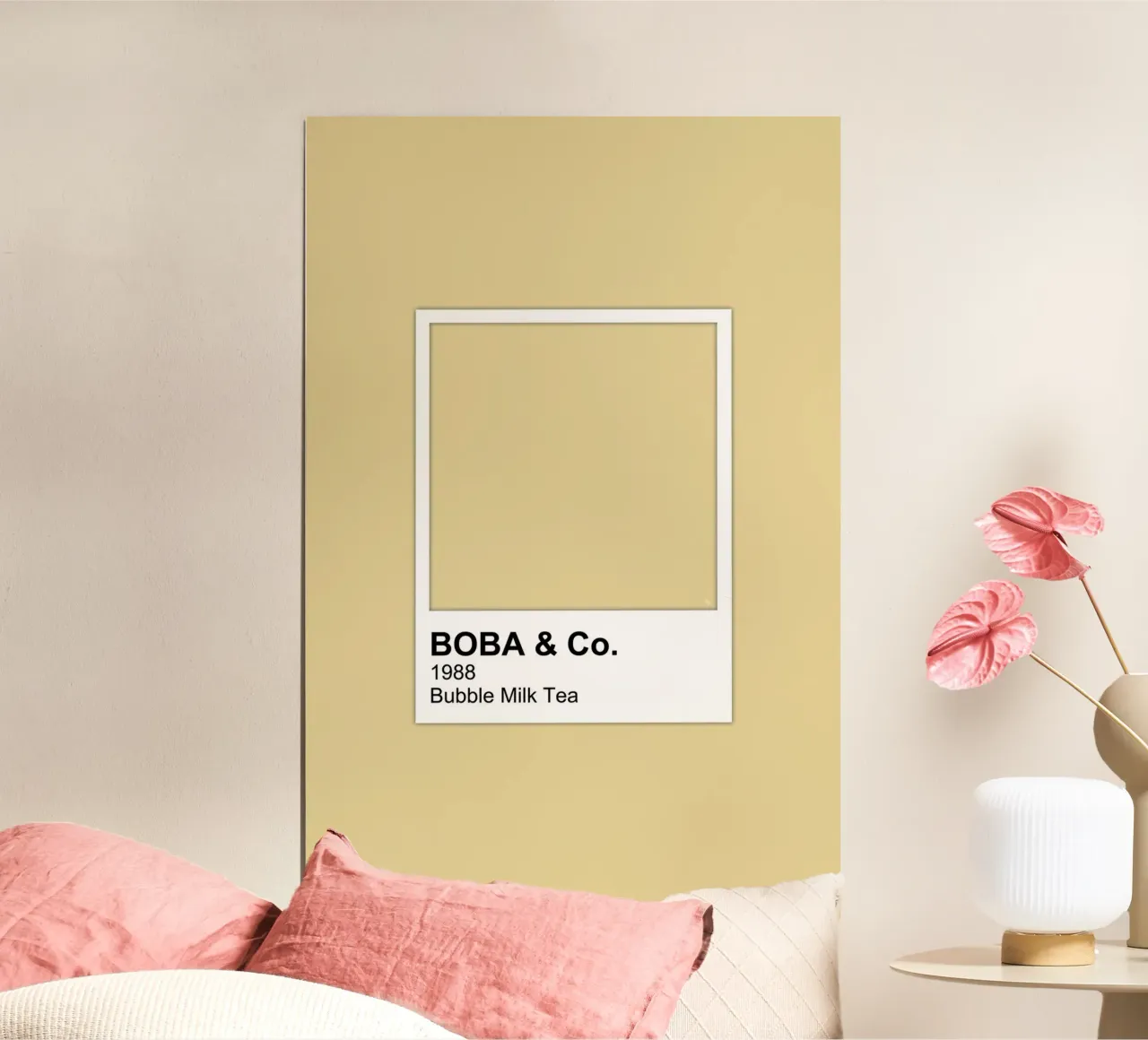 Boba bubble Tè al latte Colore poster con telaio in plastica da Martina