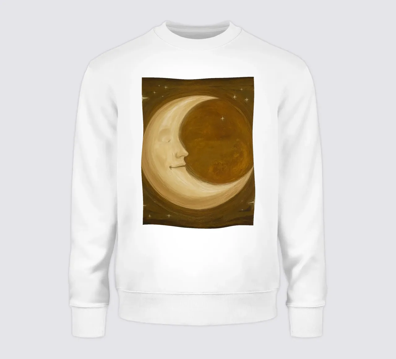 Luna crescente con volto e stelle felpa da DesignDoodle