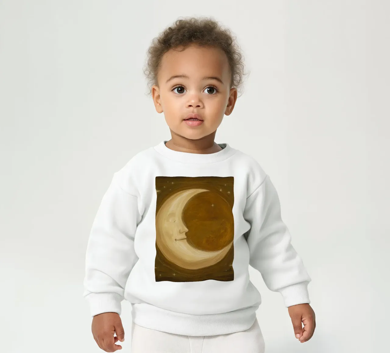 Luna crescente con volto e stelle felpa neonato da DesignDoodle