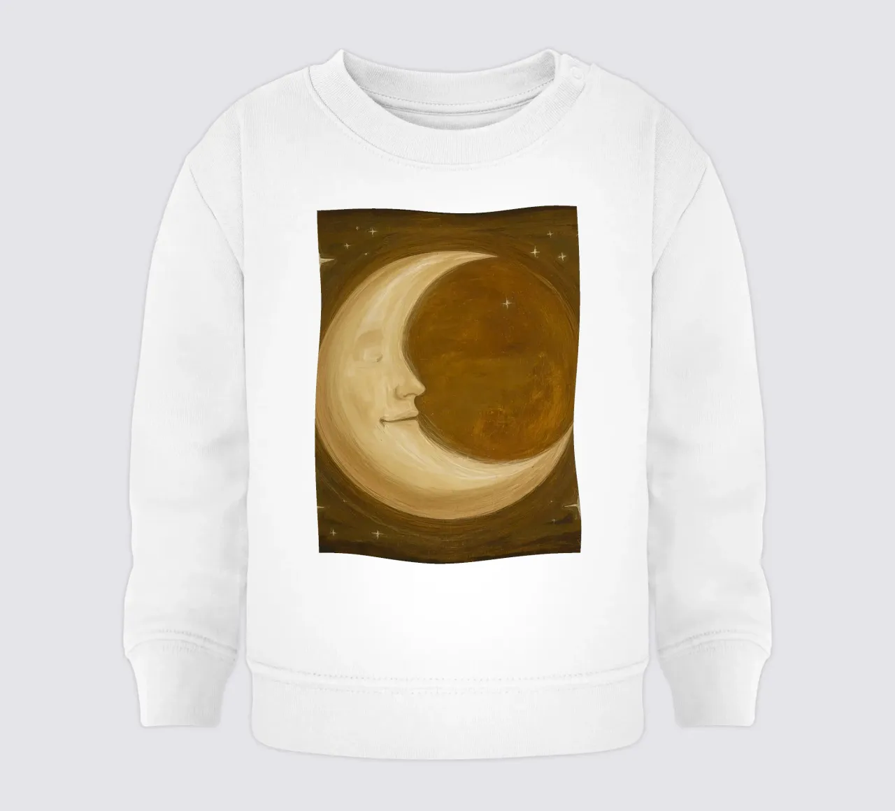 Luna crescente con volto e stelle felpa neonato da DesignDoodle