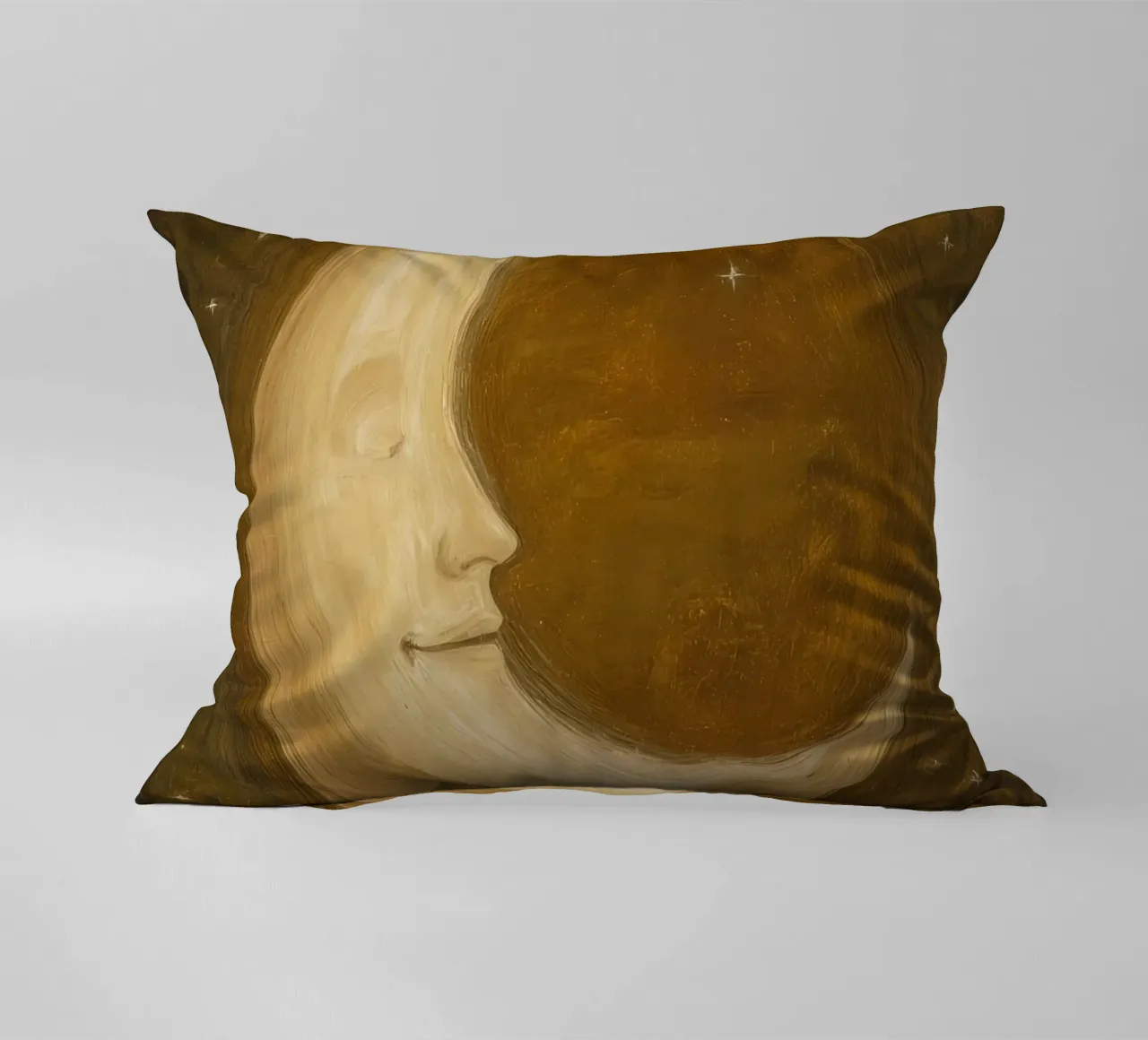 Luna crescente con volto e stelle cuscino da DesignDoodle