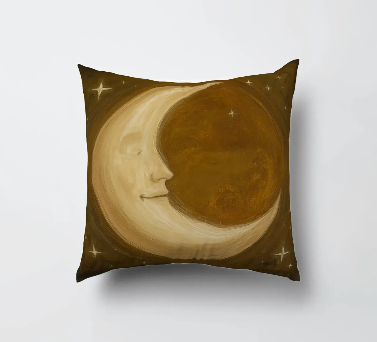 Luna crescente con volto e stelle cuscino da DesignDoodle