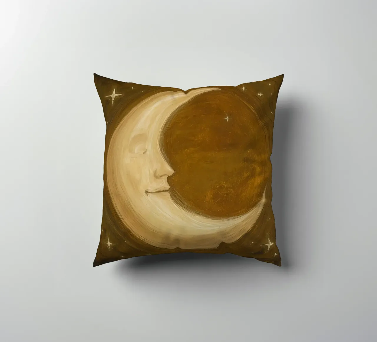 Luna crescente con volto e stelle cuscino da DesignDoodle