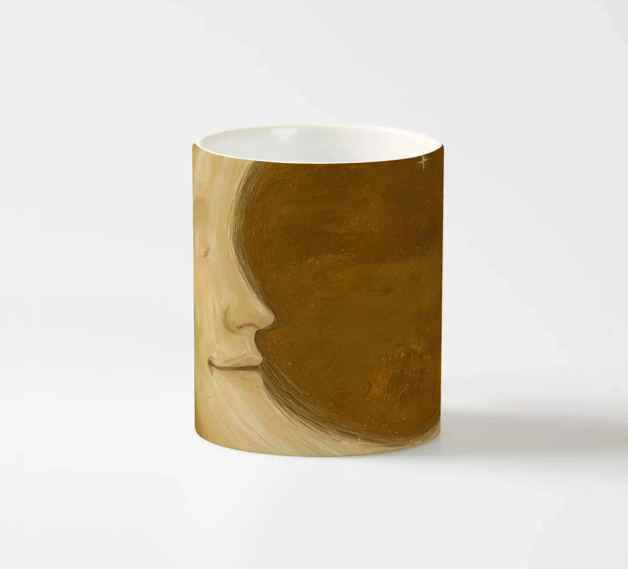 Luna crescente con volto e stelle tazza in ceramica da DesignDoodle