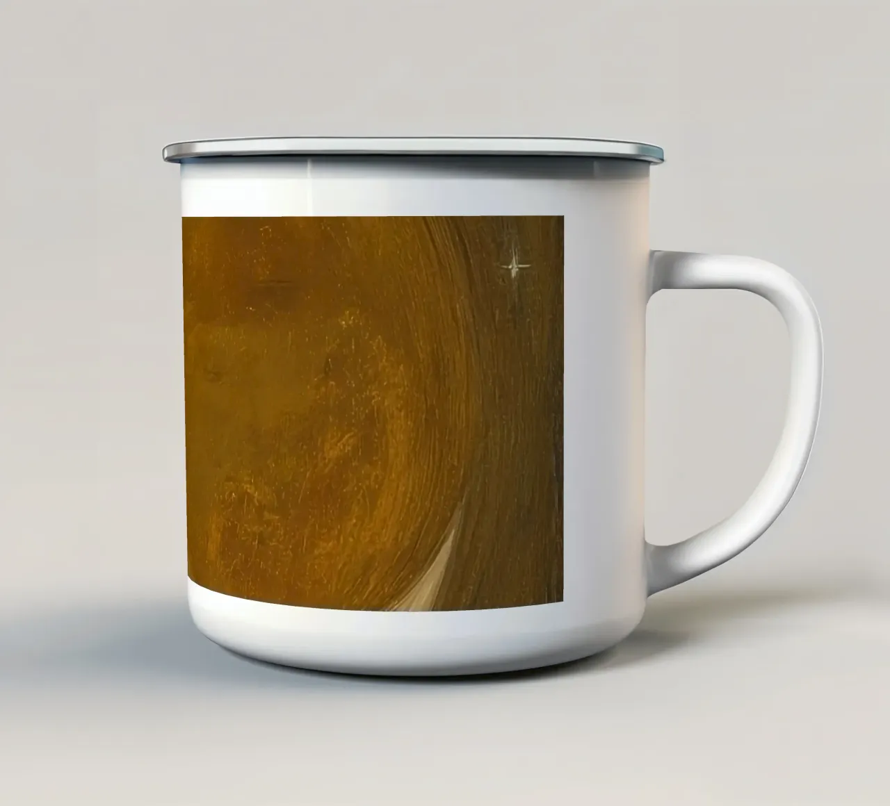 Luna crescente con volto e stelle tazza in smalto da DesignDoodle