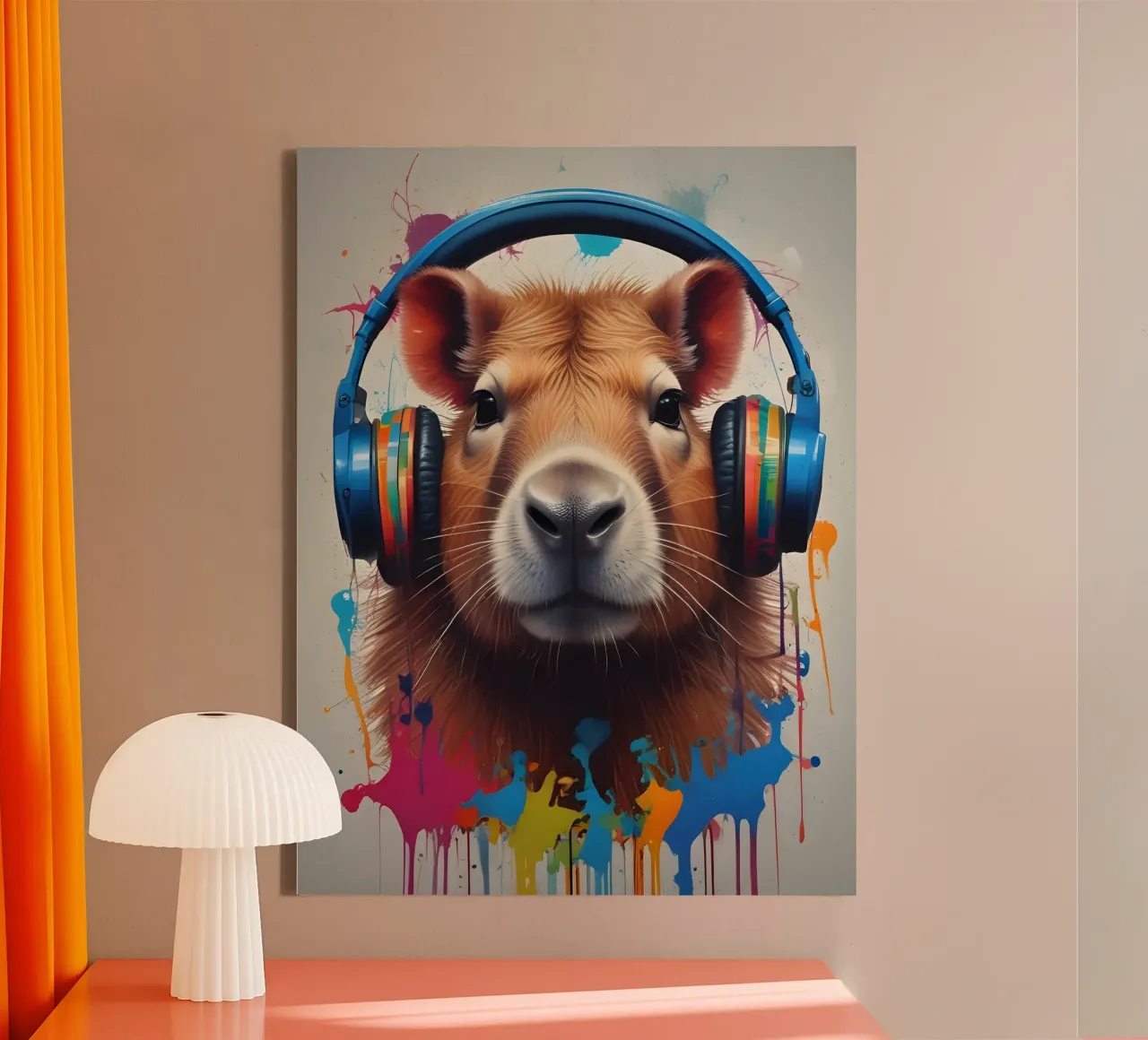 Capybara music graffiti art tela con Cornice a cassetta da MakArena