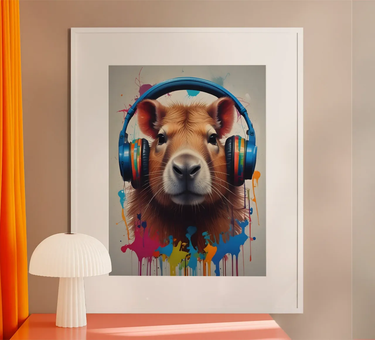 Capybara music graffiti art poster con telaio in legno da MakArena