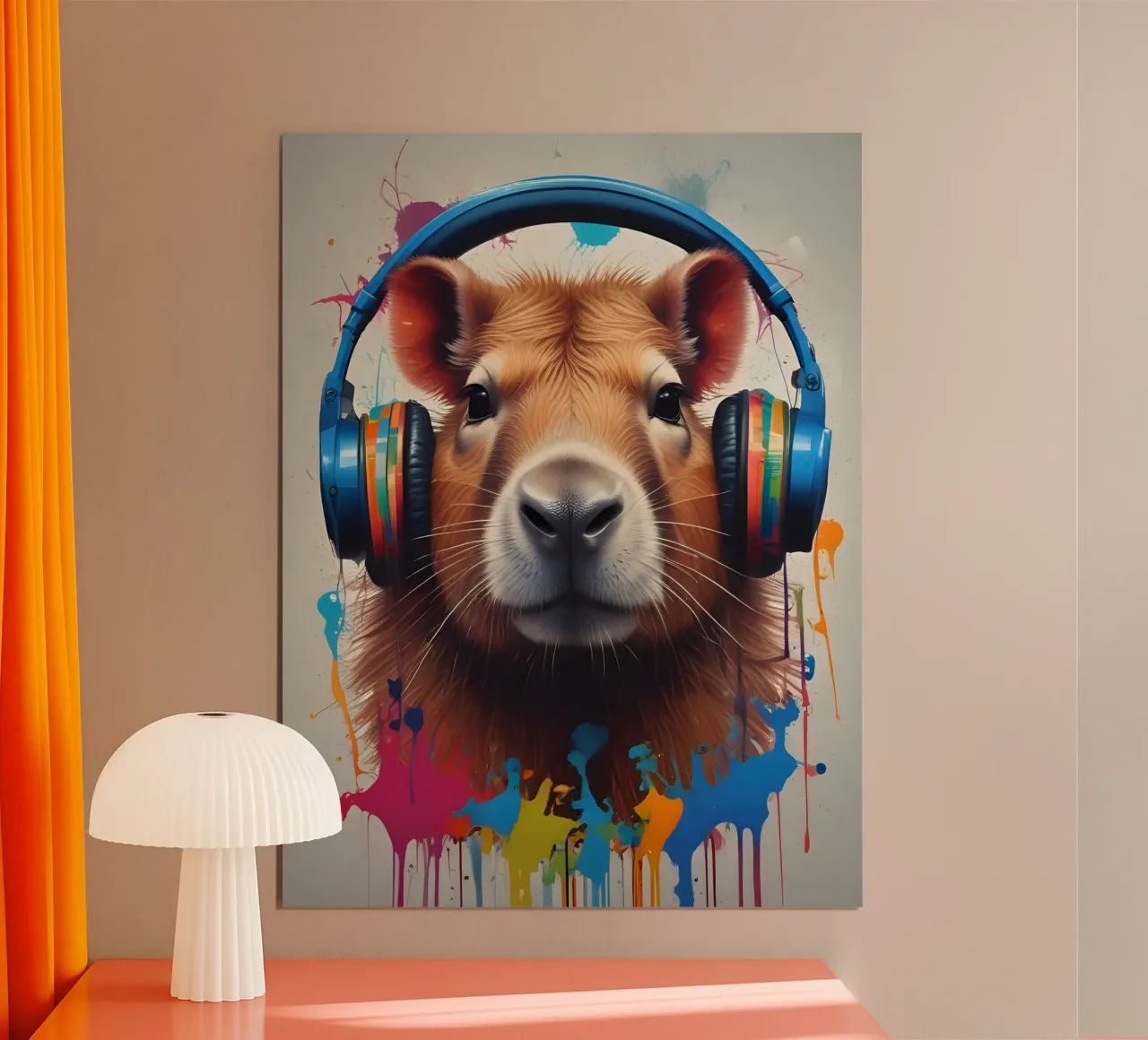 Capybara music graffiti art poster con telaio in legno da MakArena