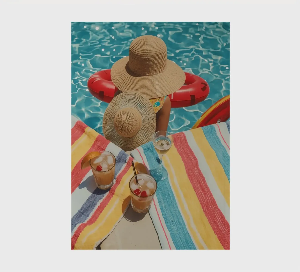 Drinks Hats and Pool Float Beside Swimming Pool notebook by DesignDoodle