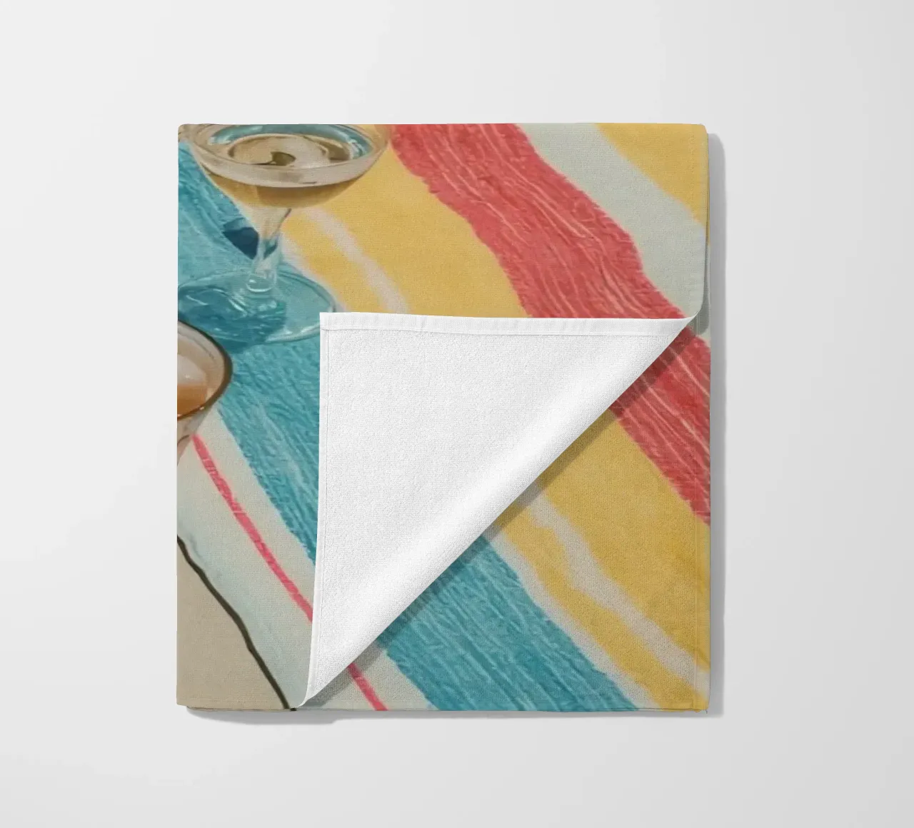 Drinks Hats and Pool Float Beside Swimming Pool beach towel by DesignDoodle